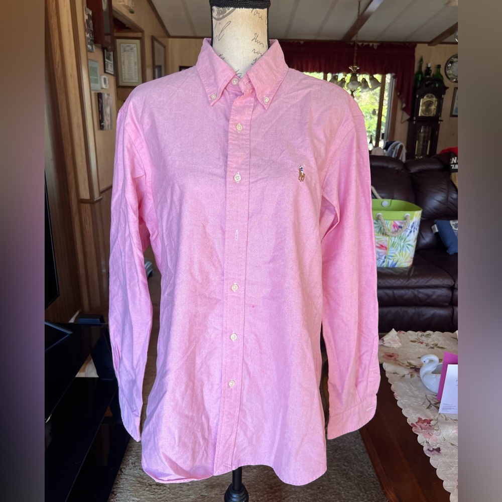 Vintage Ralph Lauren Polo Button Down Cotton Shirt Pastel Pink Preppy.
